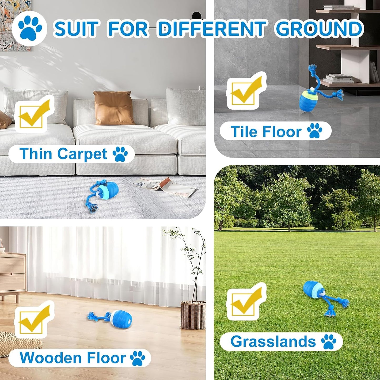 Interactive Dog Toys, [2026 Newly Upgraded] Interactive Dog Ball for Medium/Large Dogs, Automatic Moving Dogs Toy Wicked Ball for Boredom & Training, Play Music, USB Rechargeable(Blue)