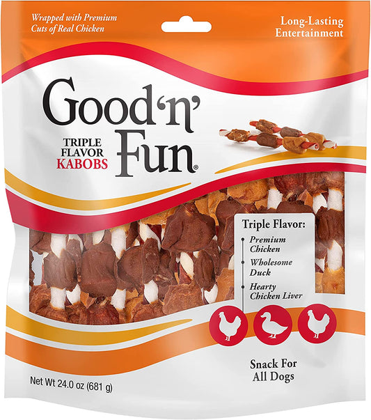 Good 'N' Fun Kabobs Long-Lasting Dog Treat Made with Real Protein, 24 Oz
