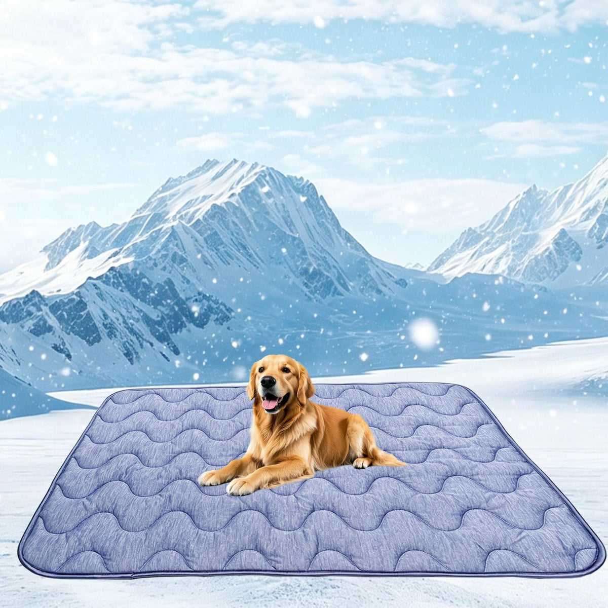 Dog Cooling Mat for Large Dogs & Cats, 55 X 39 in Washable Pet Cooling Pad, Double-Sided Soft Mat with Waterproof Reverse Side, No Gel, Water or Electricity, for Crate, Sofa, Floor & Car (Blue, XL)