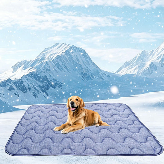 Dog Cooling Mat for Large Dogs & Cats, 55 X 39 in Washable Pet Cooling Pad, Double-Sided Soft Mat with Waterproof Reverse Side, No Gel, Water or Electricity, for Crate, Sofa, Floor & Car (Blue, XL)