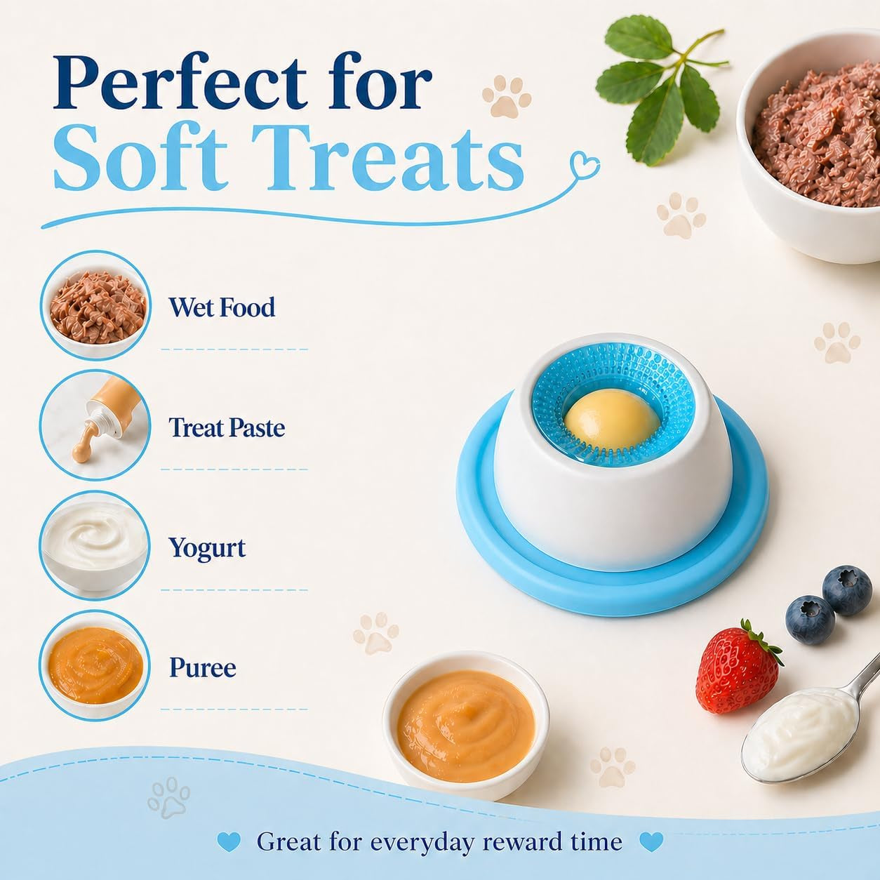 Cat Lick Bowl, Interactive Cat Slow Feeder Bowl & Lick Mat for Cats, Textured Lick Ring with Center Dome, Cat Enrichment Toy for Treat Paste, Puree, Yogurt, Wet Food, Stable Base, Blue