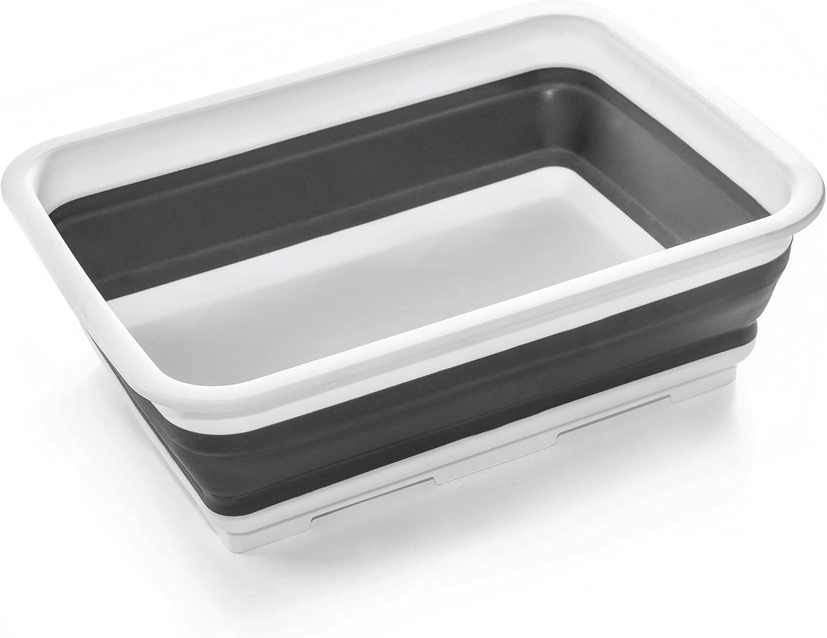 BINO Collapsible Wash Basin - White | Portable Dish Tub | Kitchen | Camping | Sink | Home Essentials | Baby Travel | Folding Dish Pan for Maximum Space Saving