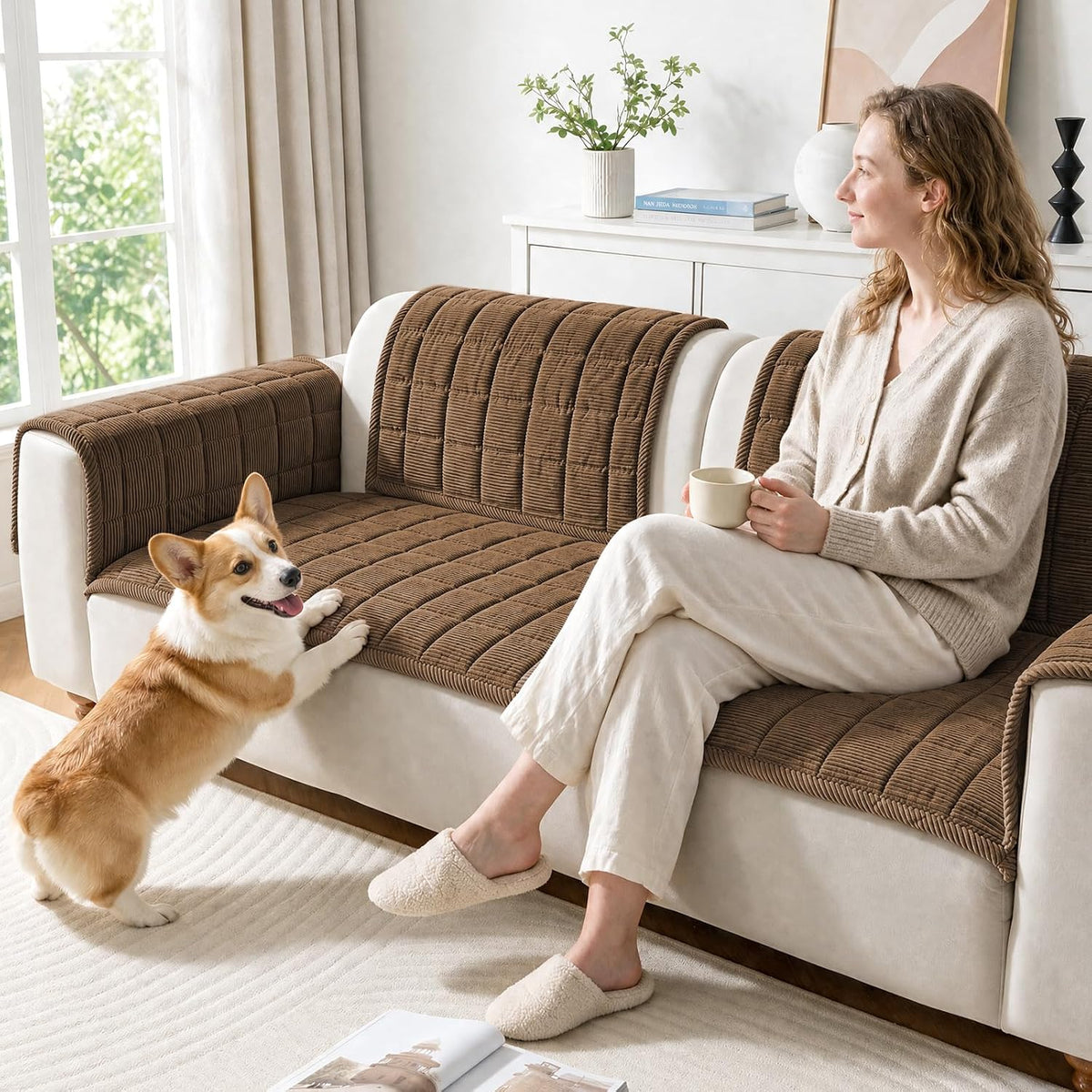 Couch Cover for Dogs Non-Slip Pet Couch Cover for Sofa Plush Protector