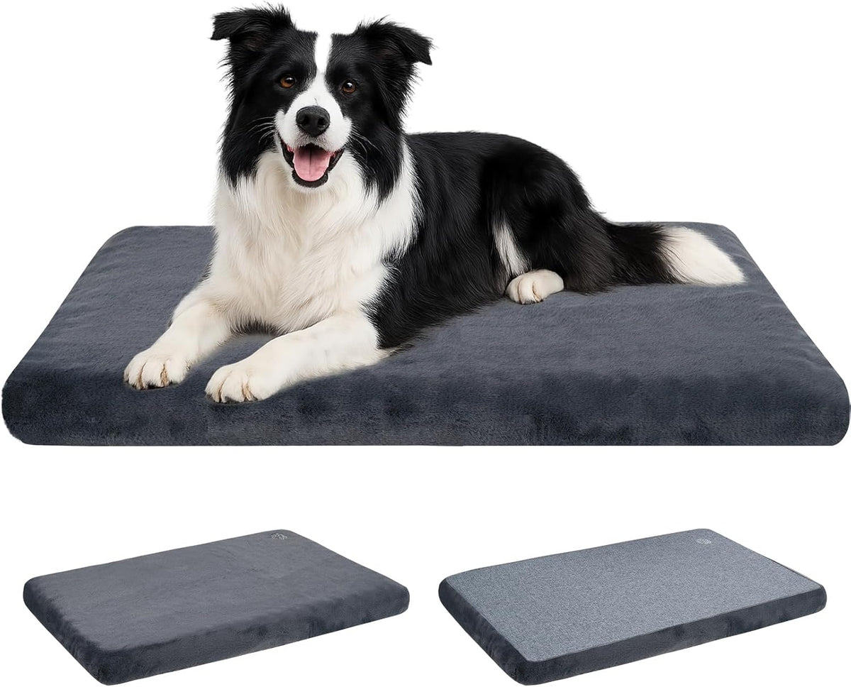 EMPSIGN Dog Bed Mat Crate Pad Mattress, Ultra Soft Pet Kennel, Grey, Large