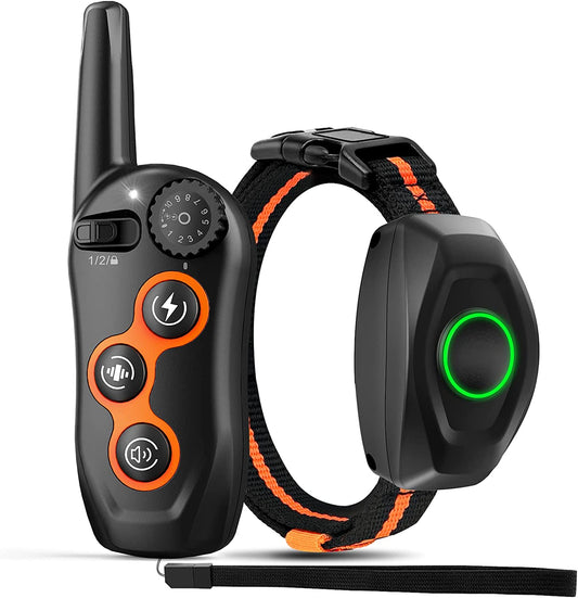 Dog Training Collar, IPX7 Waterproof Dog Shock Collar with Remote Control Range 1300Ft, 3 Training Modes, Beep, Shock, Vibration, Rechargeable Shock Collar for Large Medium Small Dogs