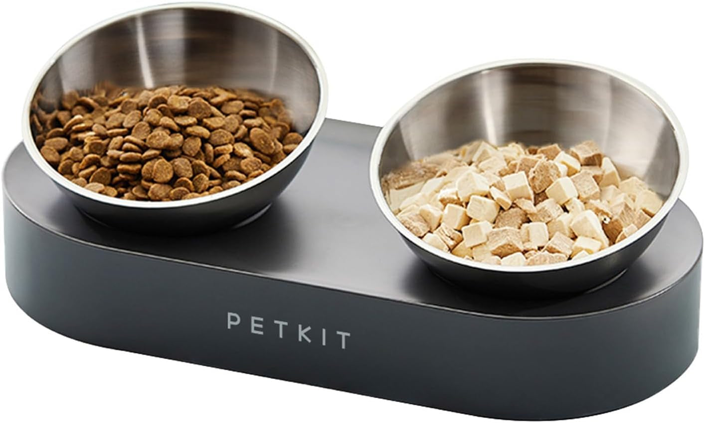 PETKIT 304 Stainless Steel Elevated Cat Bowls&Dog Bowls,Raised Cat Food and Water Bowl Set, Non-Slip, anti Vomiting 15°Tilted Cat Small Animal Plate