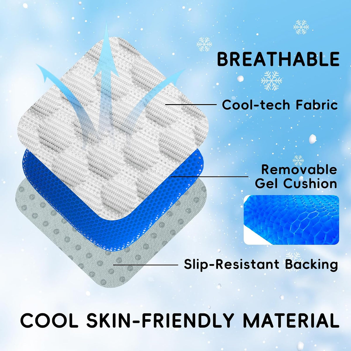 Dog Cooling Mat with Detachable Pillow - Pressure Relief Gel Pet Cooling Bed, Washable Cool-Tech Fabric Cooling Pad for Small Medium Dogs Cats, Summer Sleep Mat for Floor, Sofa, Car