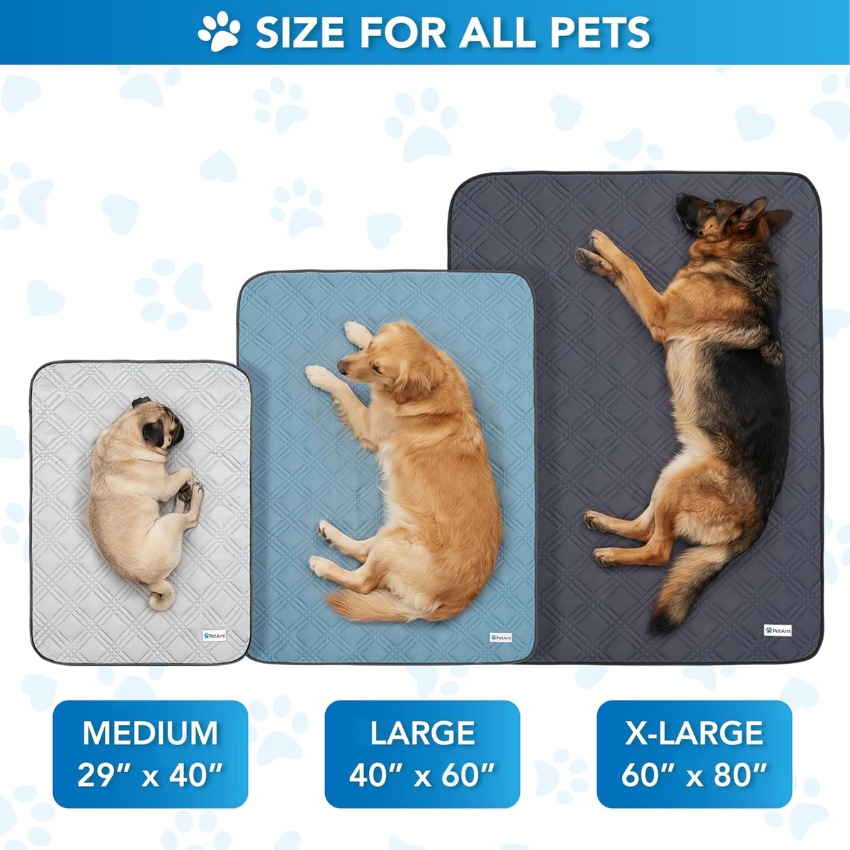 Petami Waterproof Dog Cooling Mat Pet Pad for Crate Couch Bed, Grey, 60X80