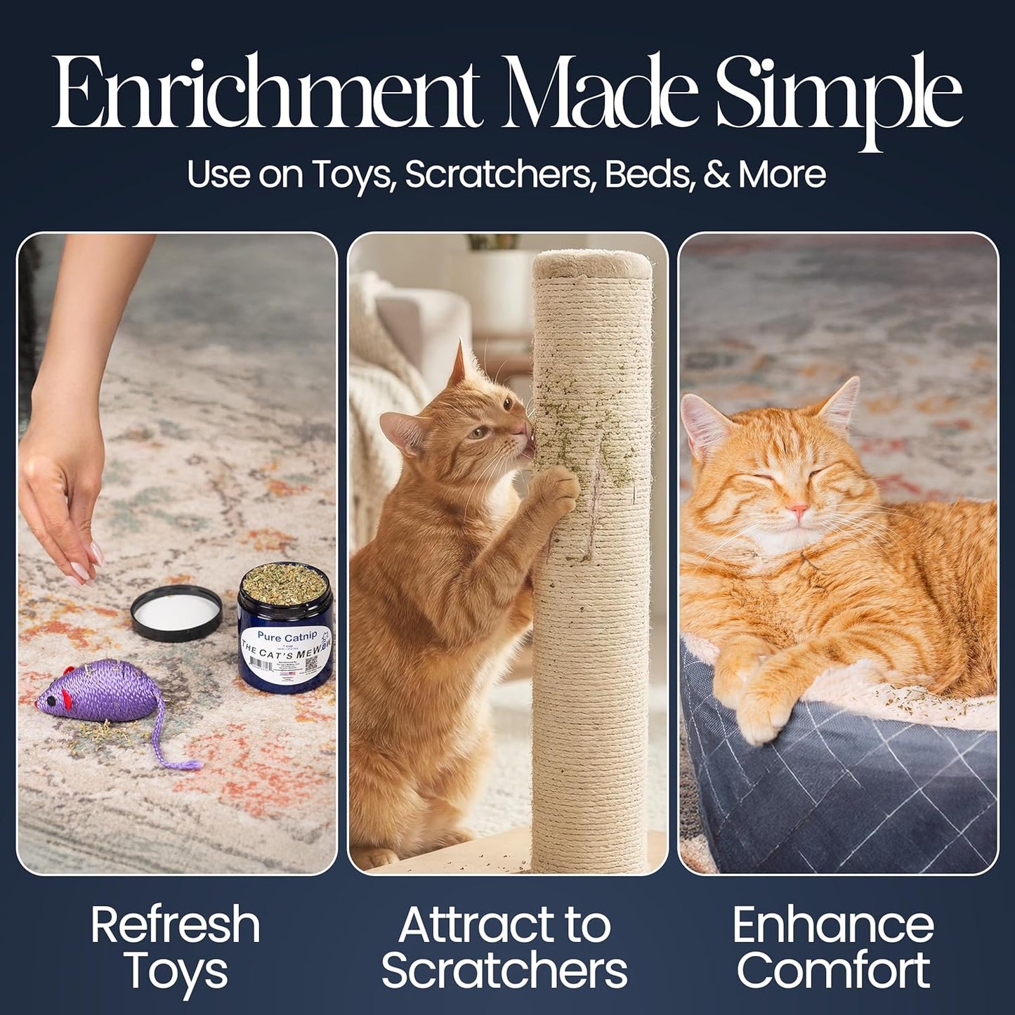 The Cat'S Mewow 100% Pure Catnip – North American Grown – Strong Aroma for Play & Enrichment – Resealable Freshness Jar – Veteran-Owned Brand