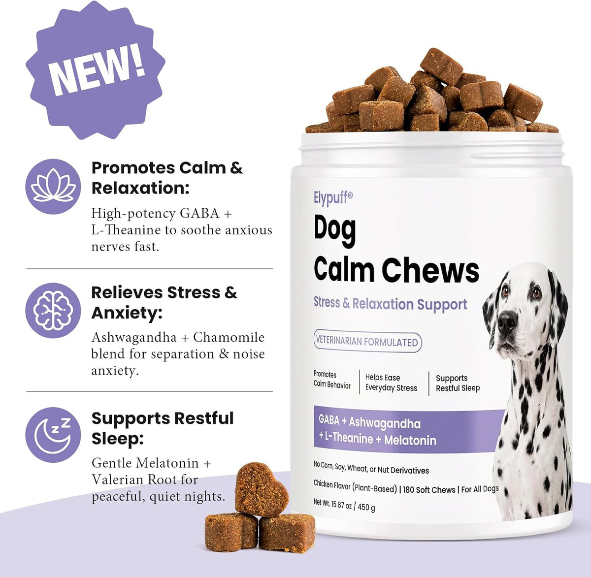 Calming Chews for Dogs - 180Ct Dog Calming Chews Anxiety and Stress Relief