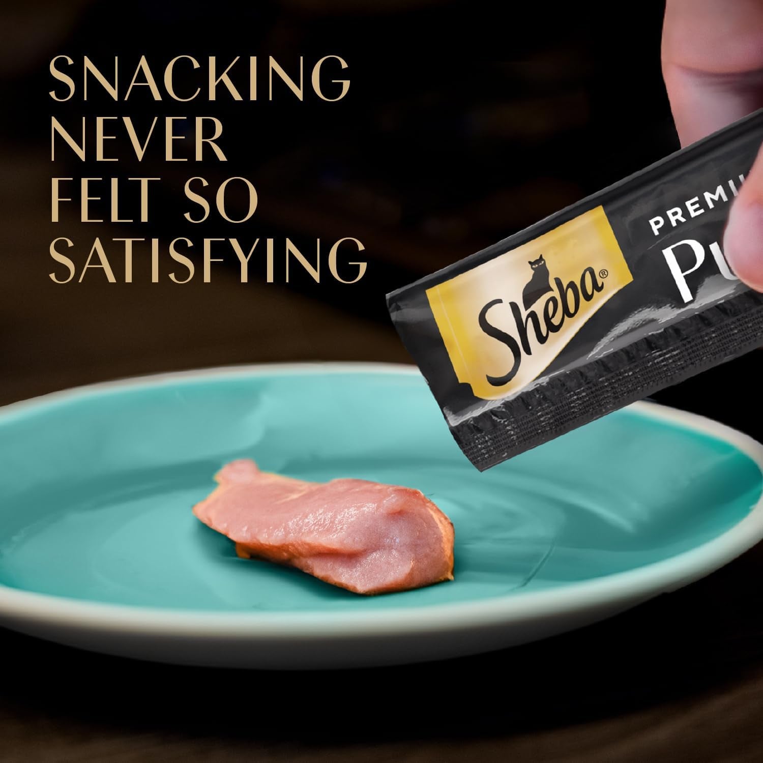 Sheba Premium Puree Cat Treats Lickable Roasted Chicken Flavor, Smoked Salmon Flavor, and Seared Tuna Flavor, 0.49 Oz. Tubes, 24 Count