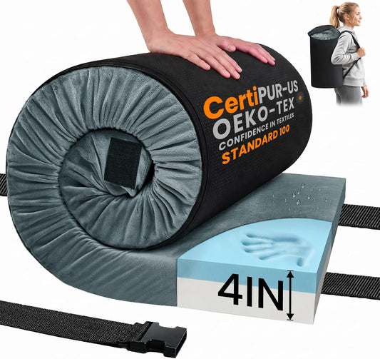 Homemate Thick 4 Inch Memory Foam Camping Mattress Pad - Car Sleeping Mat