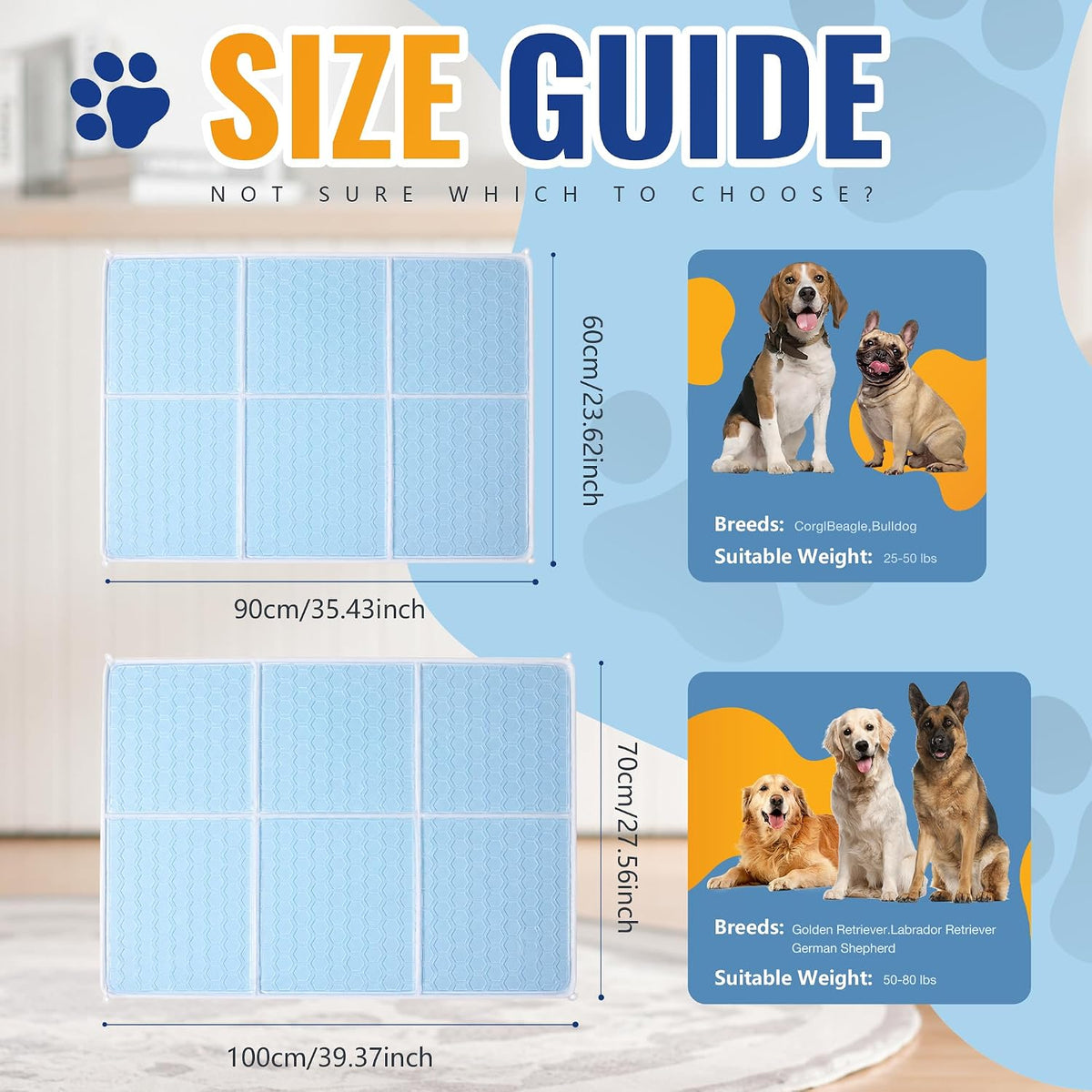 Cooling Mat for Dogs, Gel Dog Instant Cooling Mat Pet Pad for Cats