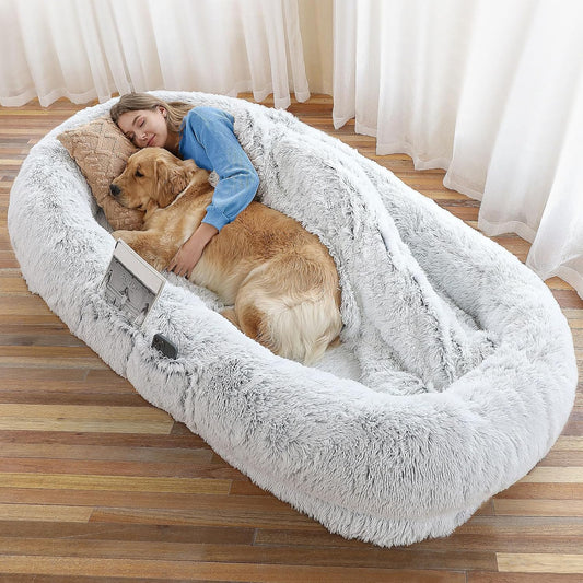 WROS Human Dog Bed for Adult, 71"X45"X12" Giant Calming Nest Beds, Grey