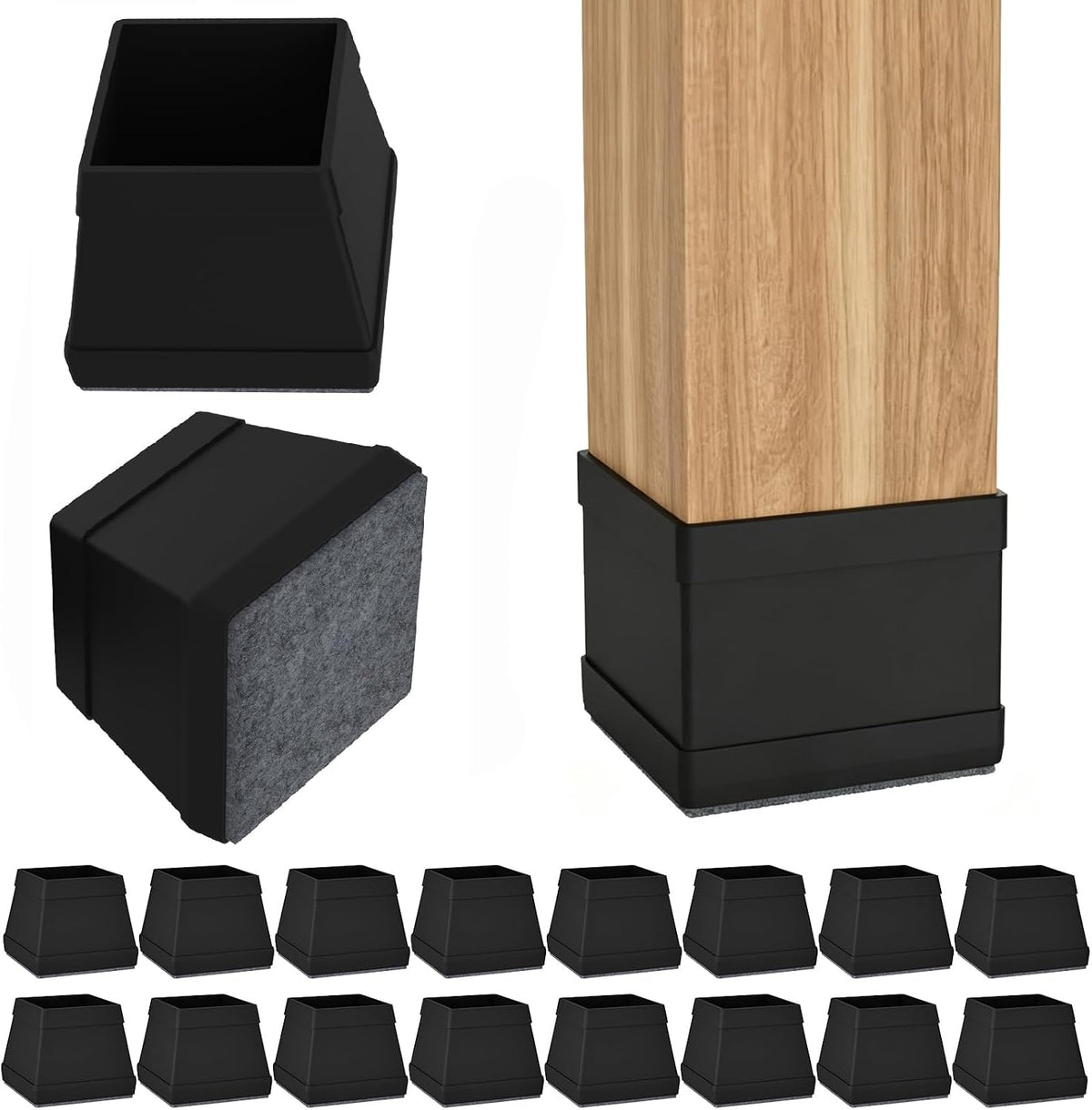 Square Silicone Chair Leg Protectors for Hardwood Floors,Chair Mute Sliding