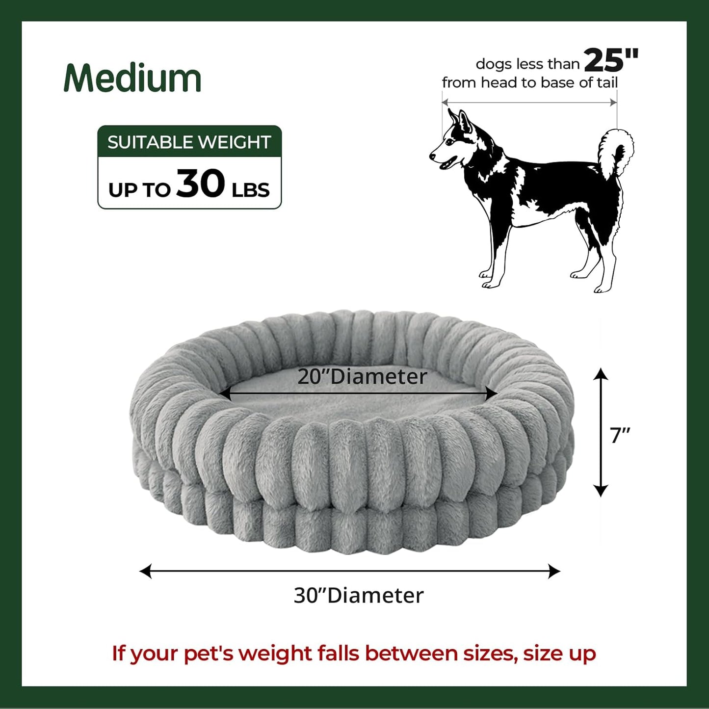 BALANCE Luxury Donut Dog Bed, 30 Inches round Dog Bed Medium Size Dogs Washable, Orthopedic Calming Dogs Bed for Pets with Anti-Slip Bottom, Oatmeal