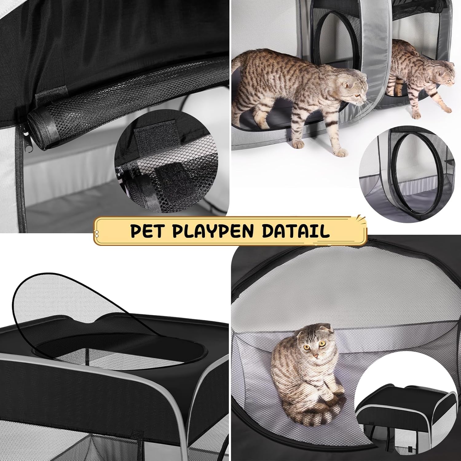 Tailtastic Large Cat Playpen with Separate Areas,Outdoo&Indoor Cat Enclosures,Portable Pet Playpen for Indoor Cats,Puppy and Small Animals, Dog Playpen with Carrybag.