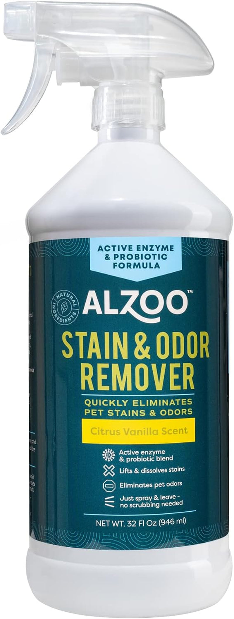 ALZOO Stain & Odor Remover Citrus Vanilla Spray, 32Oz, 32 Fl Oz