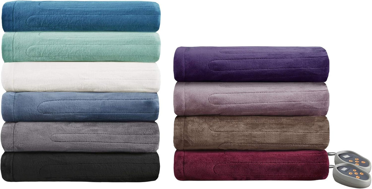 Beautyrest Heated Blanket Queen Size, Fast Heating Electric Blanket, Ivory