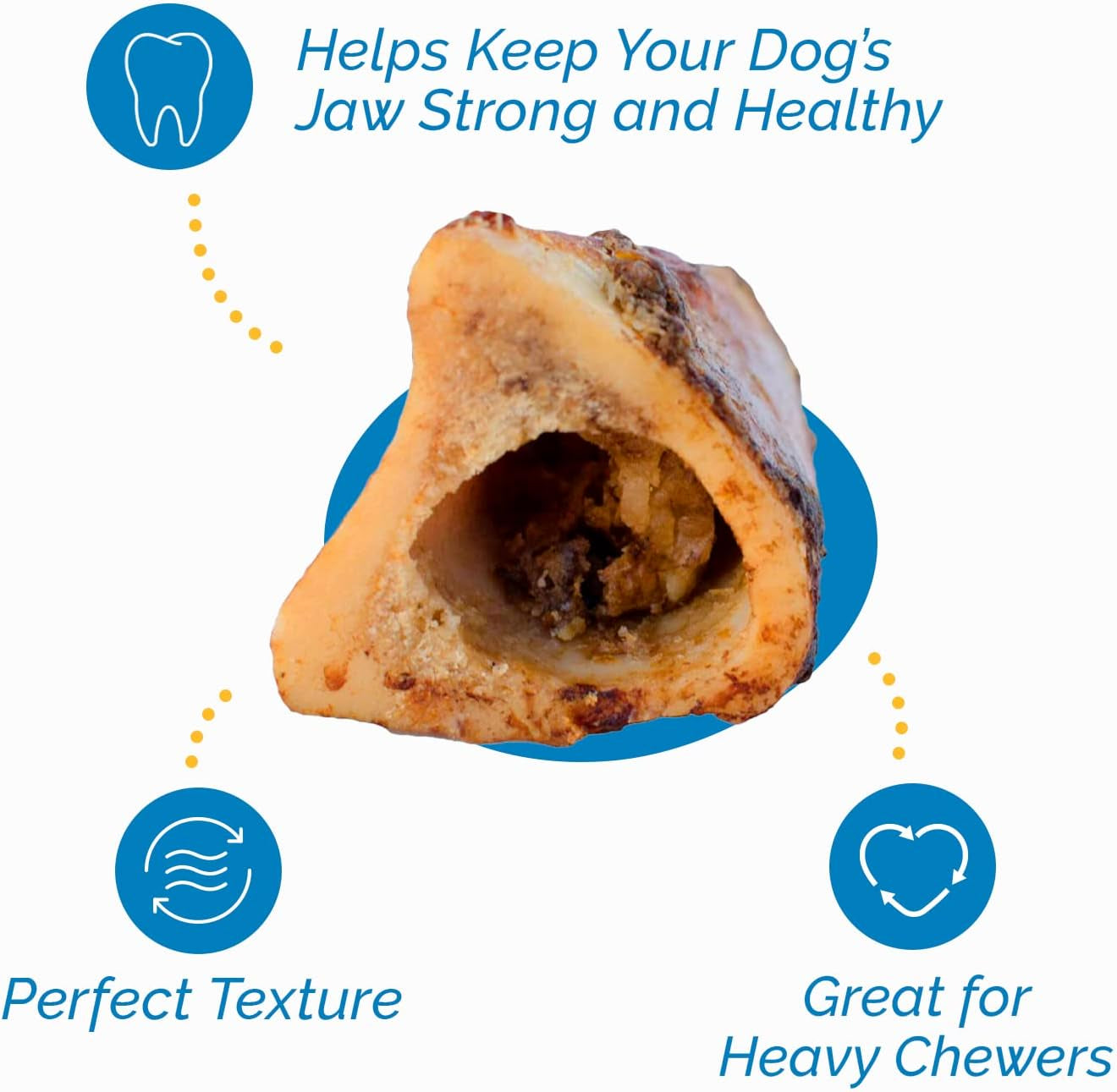 123 Treats Marrow Bones for Dogs - 100% Natural Long Lasting for Aggressive Chewers, Easily Digestible Bone Marrow Dog Treats for Healthy Snacking | (3-4 Inches, 6 Count)