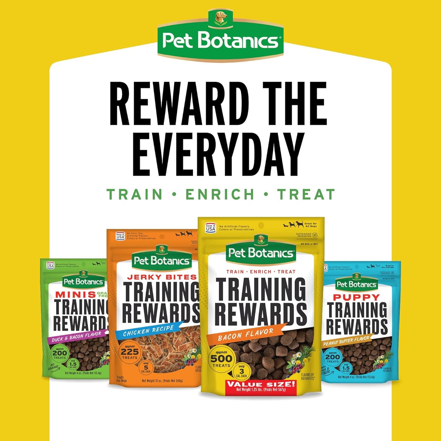 Pet Botanics 20 Oz. Pouch Training Rewards Soft & Chewy, Bacon Flavor, with 500 Treats per Bag, the Choice of Top Trainers