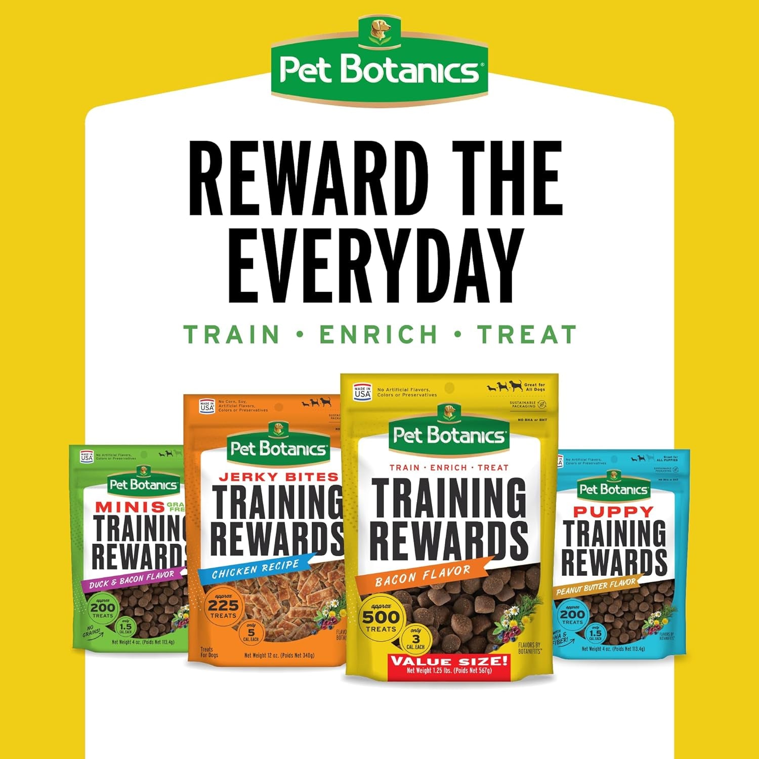 Pet Botanics 20 Oz. Pouch Training Rewards Soft & Chewy, Bacon Flavor, with 500 Treats per Bag, the Choice of Top Trainers
