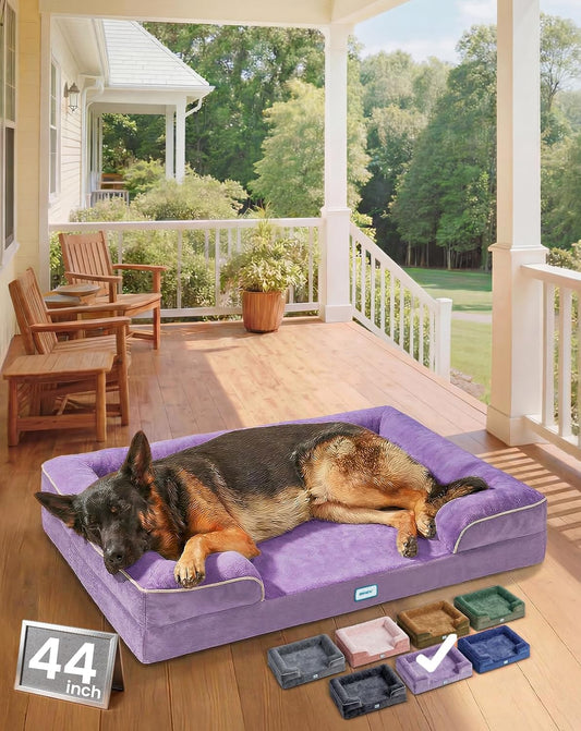 Ohgeni Orthopedic Extra Large Dog Bed Couch, Memory Foam, 44-Inch (Purple)