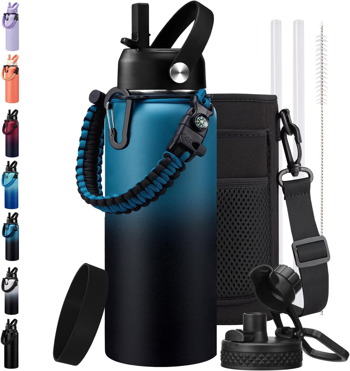 32/40/64Oz Water Bottle with Straw - Insulated Water Bottle for Men Women