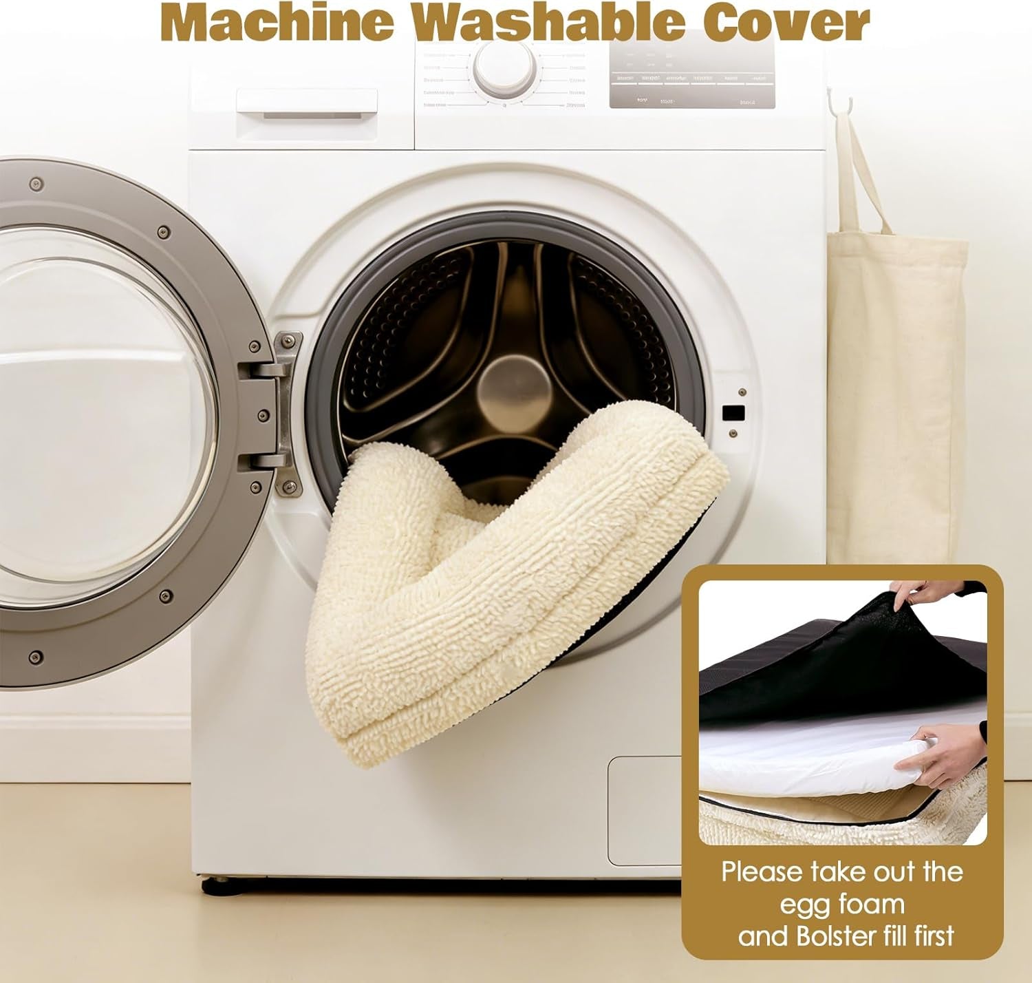 Orthopedic Dog Bed for Medium Dog Cat Noodle Cover Egg-Foam Dog Cat Bed Medium Pet Sofa with Removable Cover Washable Waterproof Pet Couch Beds (White, 30.0" L X 20.0" W X 6.3" Th)