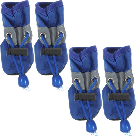 Iplusmile Waterproof Dog Boots 4-Pack for Small to Medium Dogs Anti-Slip Paw Protectors All Season Pet Booties for Walking Hiking Running Outdoor Use Size S Blue