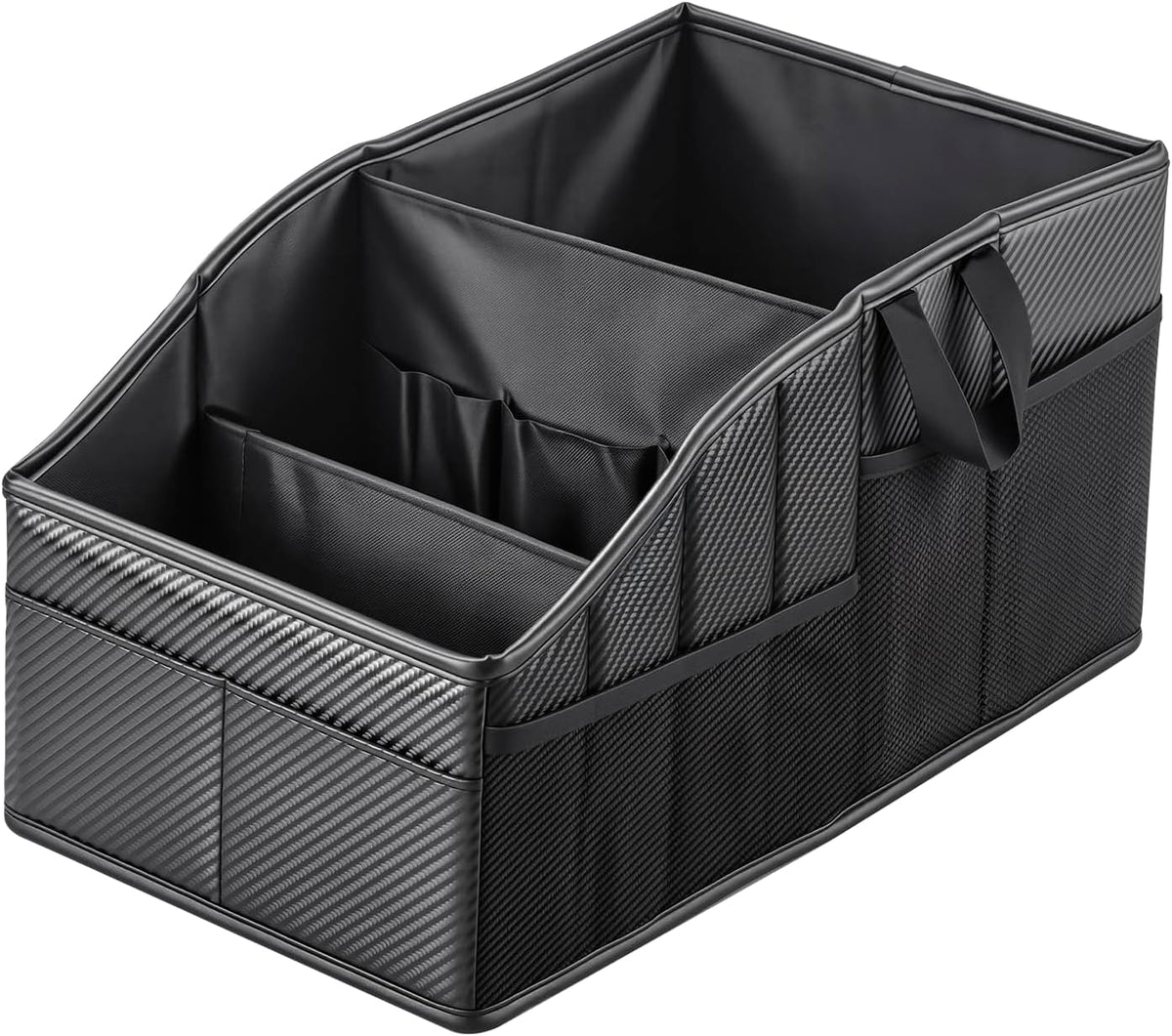 WHHMK Sturdy Leather Car Storage Support up to 33 Lb,Carbon Fiber Texture