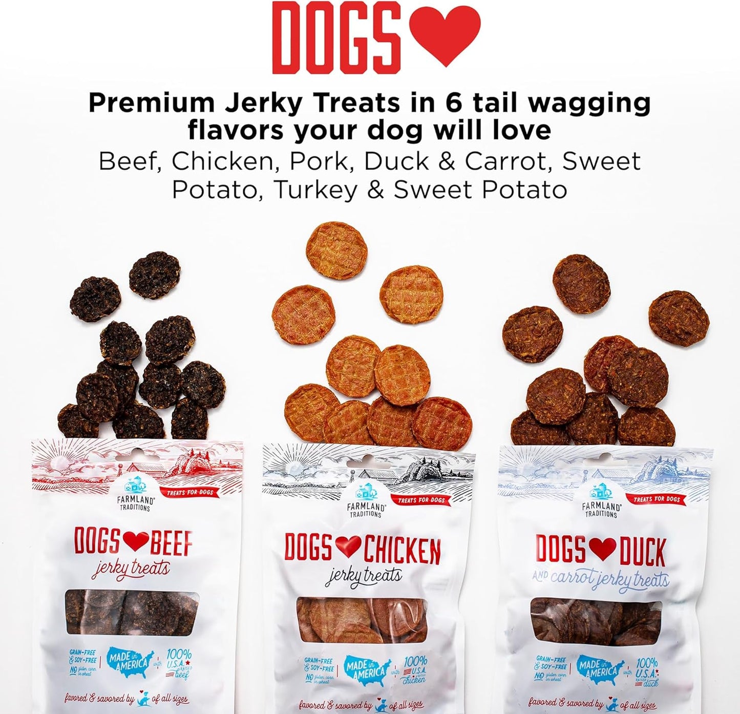 Farmland Traditions Dogs Love Chicken Jerky Dog Treats, Premium Two-Ingredient Dog Jerky with Usa-Raised Chicken & No Antibiotics Ever, 3 Pound (Pack of 1) Bag.