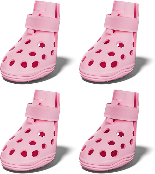 Dog Shoes for Hot Pavement, Breathable Dog Boots Paw Protectors with Adjustable Straps & Non-Slip Sole, Easy on & Off, Waterproof, Easy-Cleaning (PINK1, XXL)
