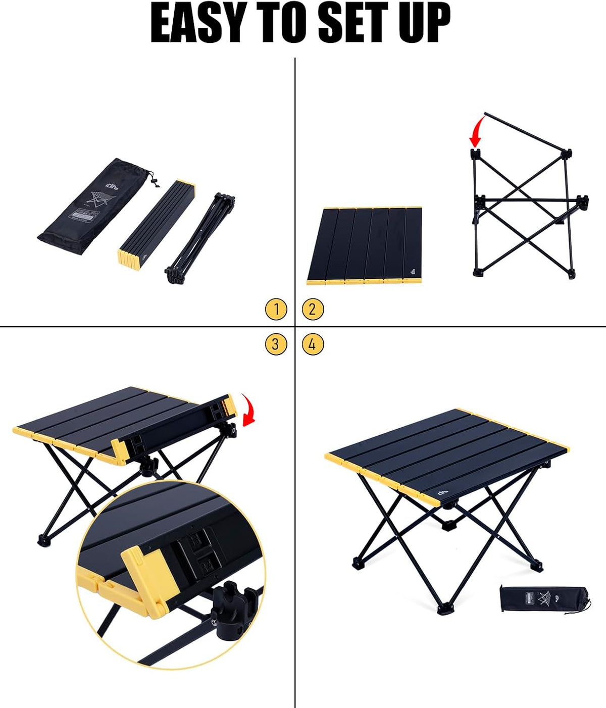 Iclimb Ultralight Compact Camping Folding Table (Black - S)