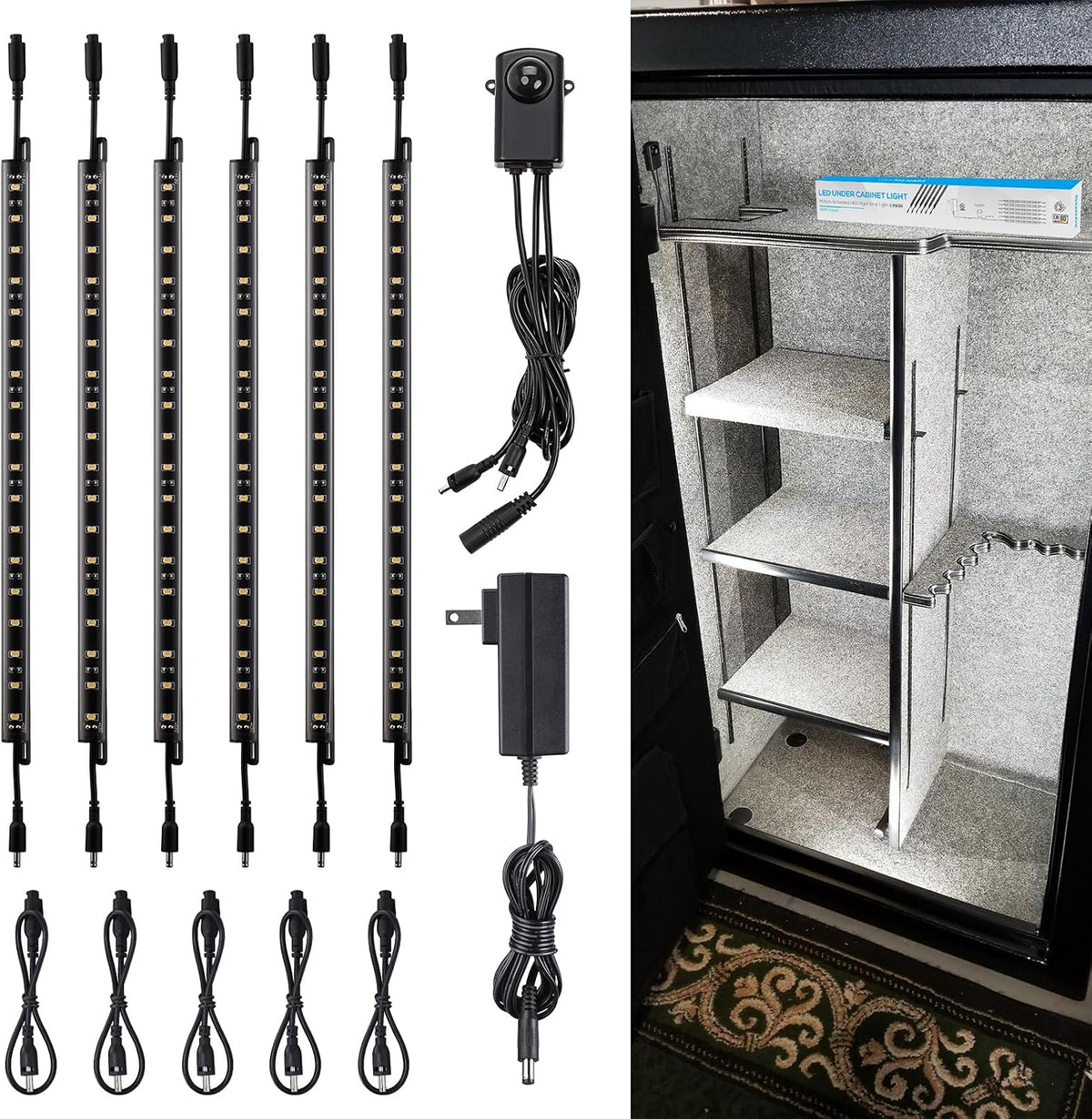 TORCHSTAR 6Pcs 12 Inch LED Safe Lighting Kit, Motion Sensor, 5000K