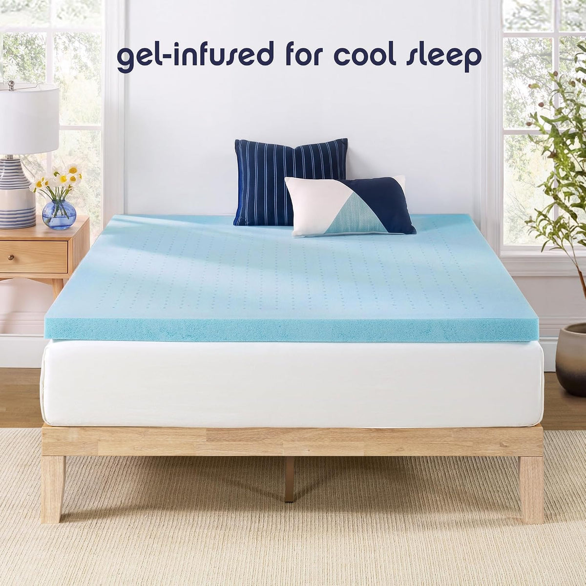 Best Price Mattress 3 Inch Ventilated Memory Foam Mattress Topper, Cooling Gel Infusion, Certipur-Us Certified, Dorm Essentials, Queen