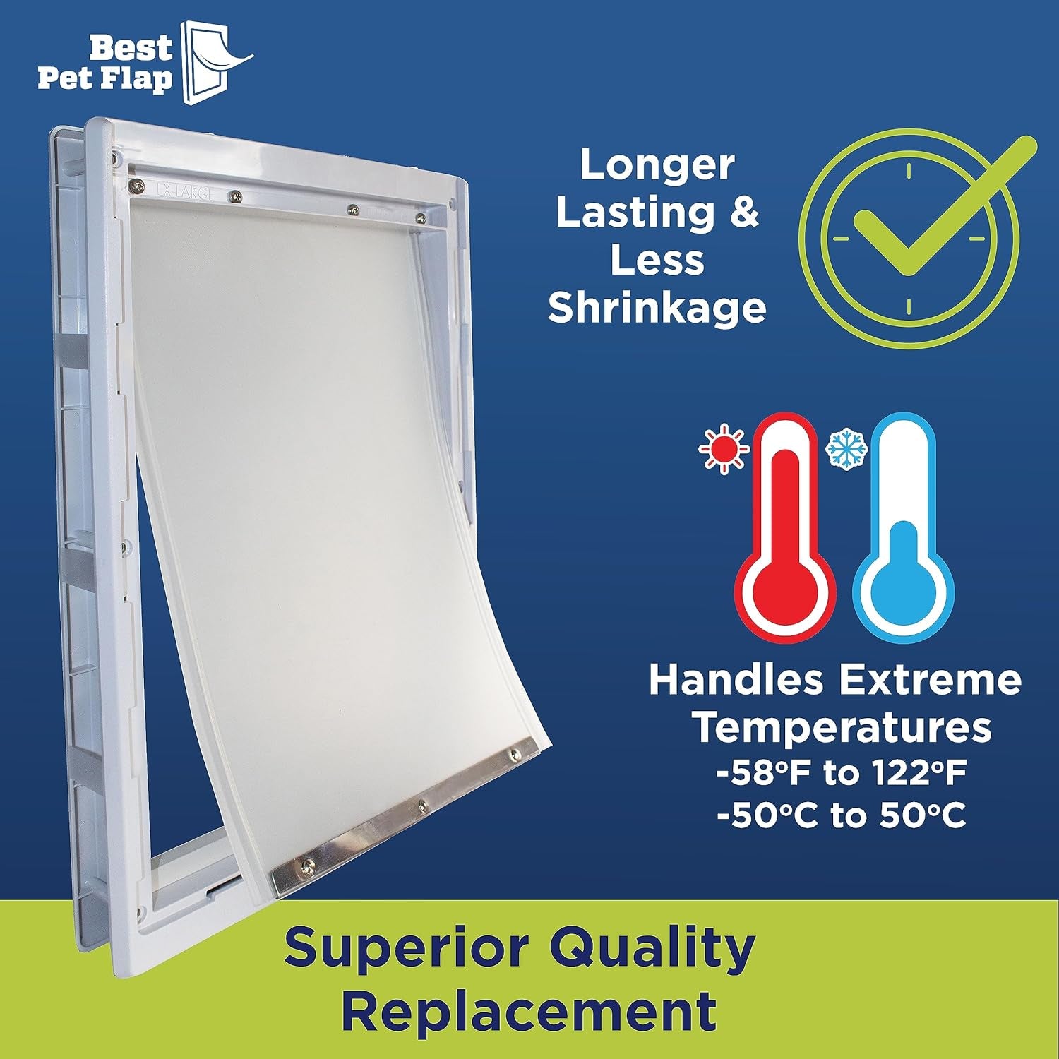 Best Pet Flap XL Replacement Dog Door Flap Compatible with Ideal Pet Products Designer Series DSPRFXL RFXLN - Measures 10.5" X 15" Longer Lasting, Most Energy Efficient, Less Shrinkage, BPA Free