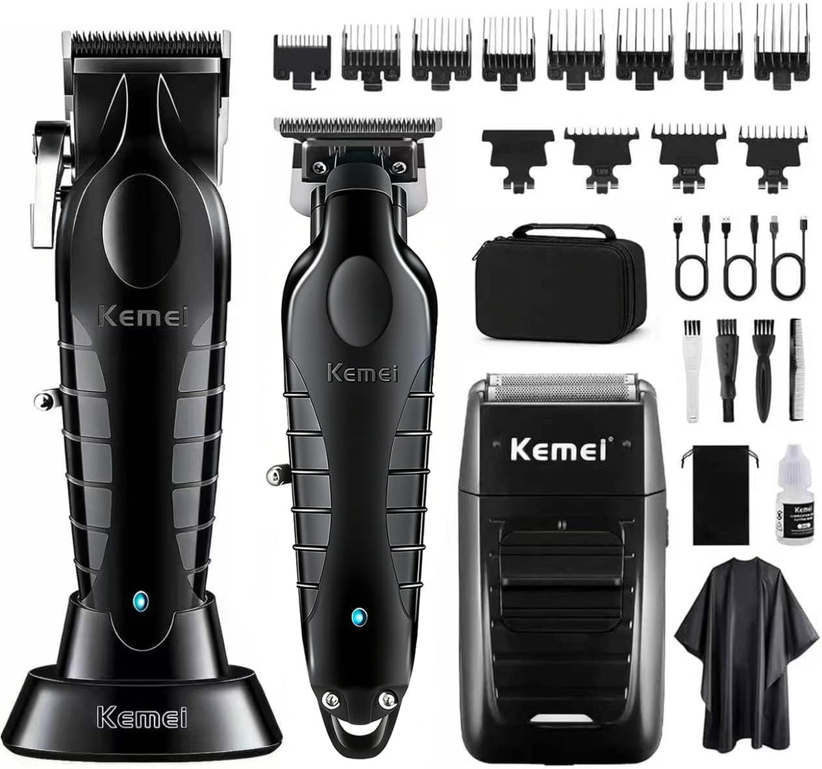 KEMEI Hair Clipper, Hair Trimmer, Beard Shaver Set for Men, Barber Kit