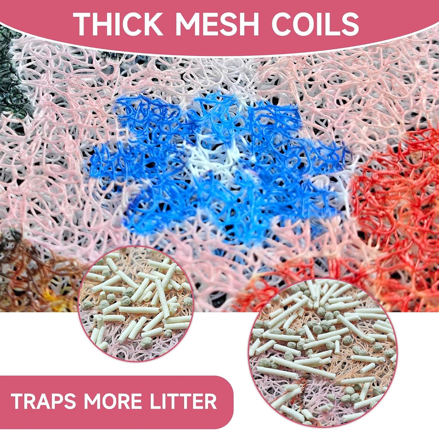 Cat Litter Mat, 24" X 16" Litter Box Mat, Upgrade Non-Slip Kitty Litter Mat, Traps 100% Litter, Soft on Kitty Paws, Easy Clean for Scatter Control, Bohe Cat Food Mat, Urine Waterproof