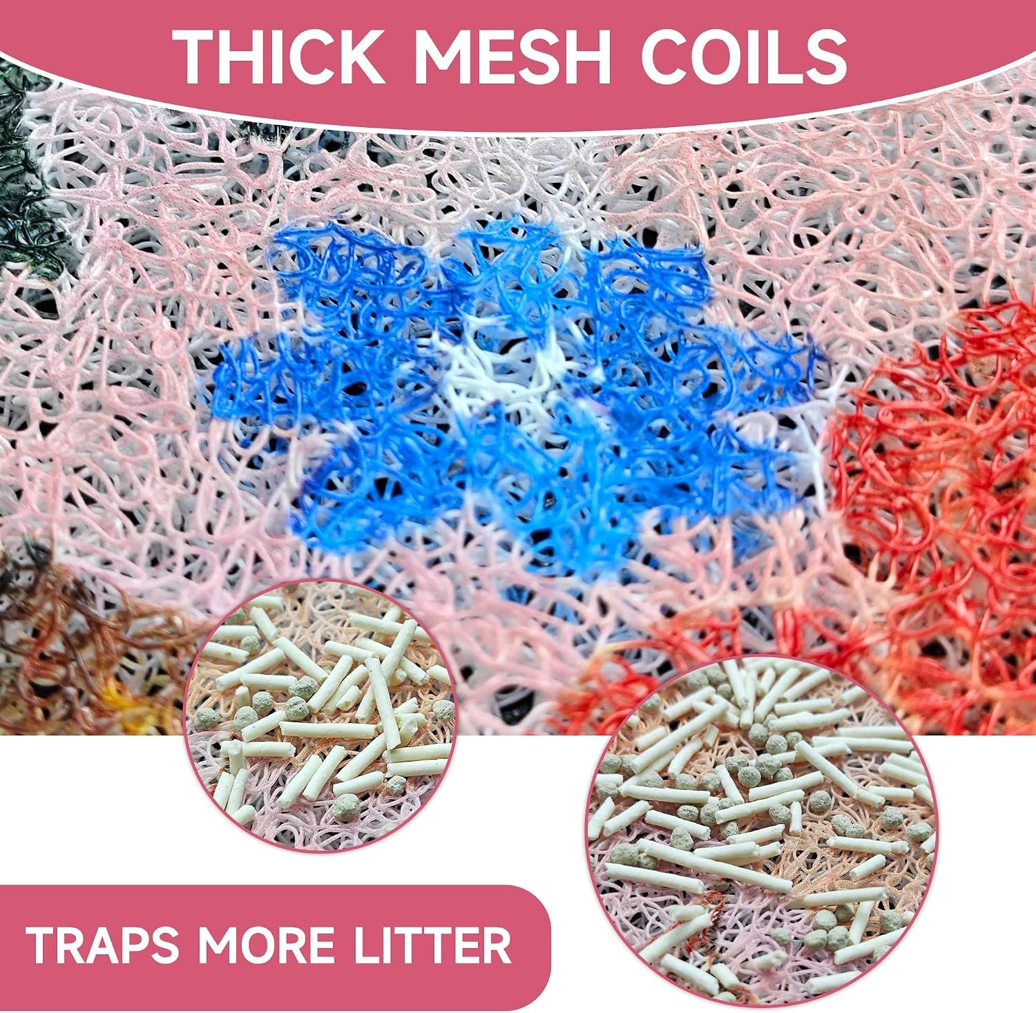 Cat Litter Mat, 24" X 16" Litter Box Mat, Upgrade Non-Slip Kitty Litter Mat, Traps 100% Litter, Soft on Kitty Paws, Easy Clean for Scatter Control, Bohe Cat Food Mat, Urine Waterproof