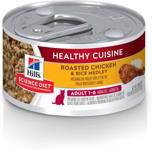 Hill'S Science Diet Adult 1-6 Healthy Cuisine Wet Cat Food, Roasted Chicken & Rice Medley in Gravy, 2.8 Oz. Cans, 24-Pack
