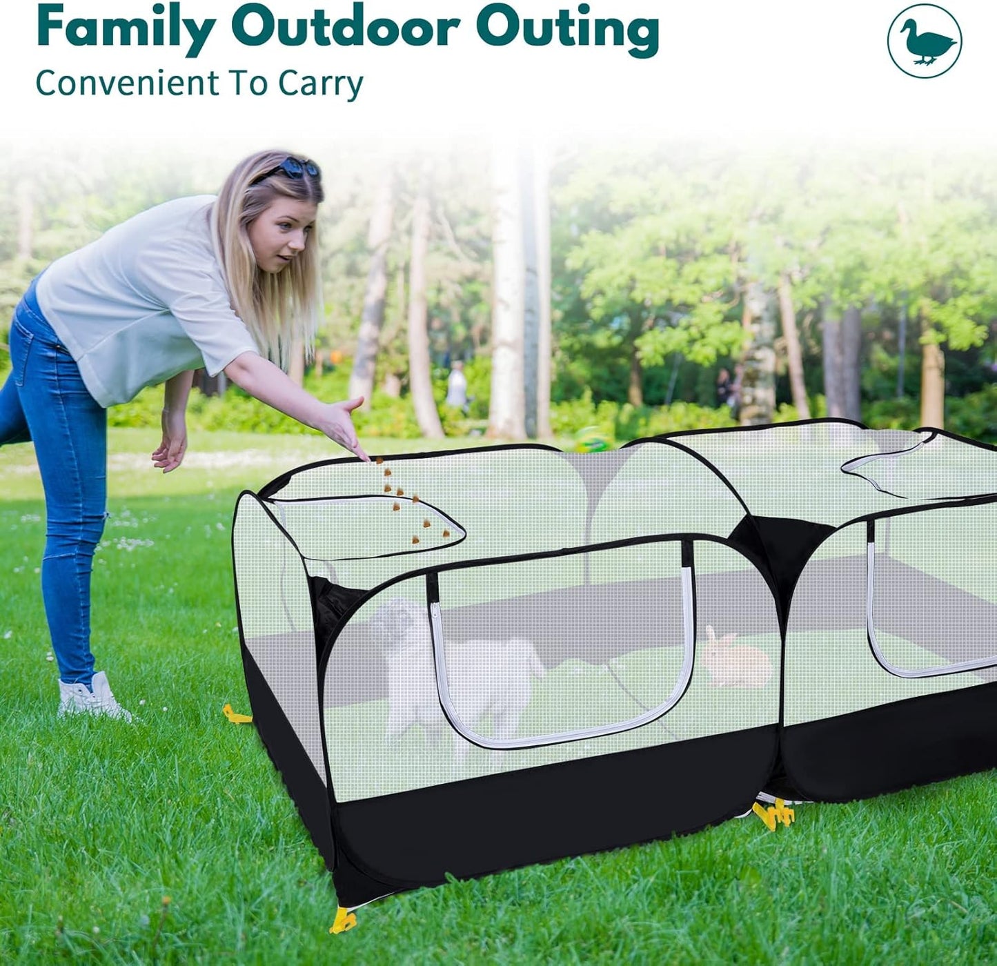 Small Animals Playpen,Pet Cage Tent Large Chicken Run Coop with Detachable Bottom Breathable Transparent Mesh Walls, Foldable Pet Enclosure for Puppy Kitten Rabbits Indoor Outdoor Playpen