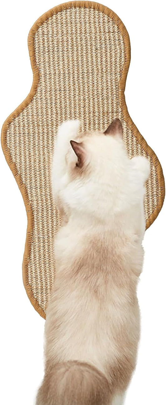 Sisal Cat Scratcher Mat with Sticky Tapes, 23.6" X 11.8" Cat Scratching Carpet for Indoor Cats, Horizontal Cat Scratcher for Cat House, Scratching Posts, and Couch Protection(Cactus)