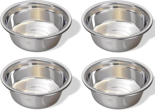 4 Pack - 6.75 Cup (1.6 Liter) Stainless Steel Dog Bowls – Metal Dog Food Bowls, Dog Water Bowls, Pet Feeding Bowls, Replacement Bowls for Raised Stands, Rust Resistant, Dishwasher Safe