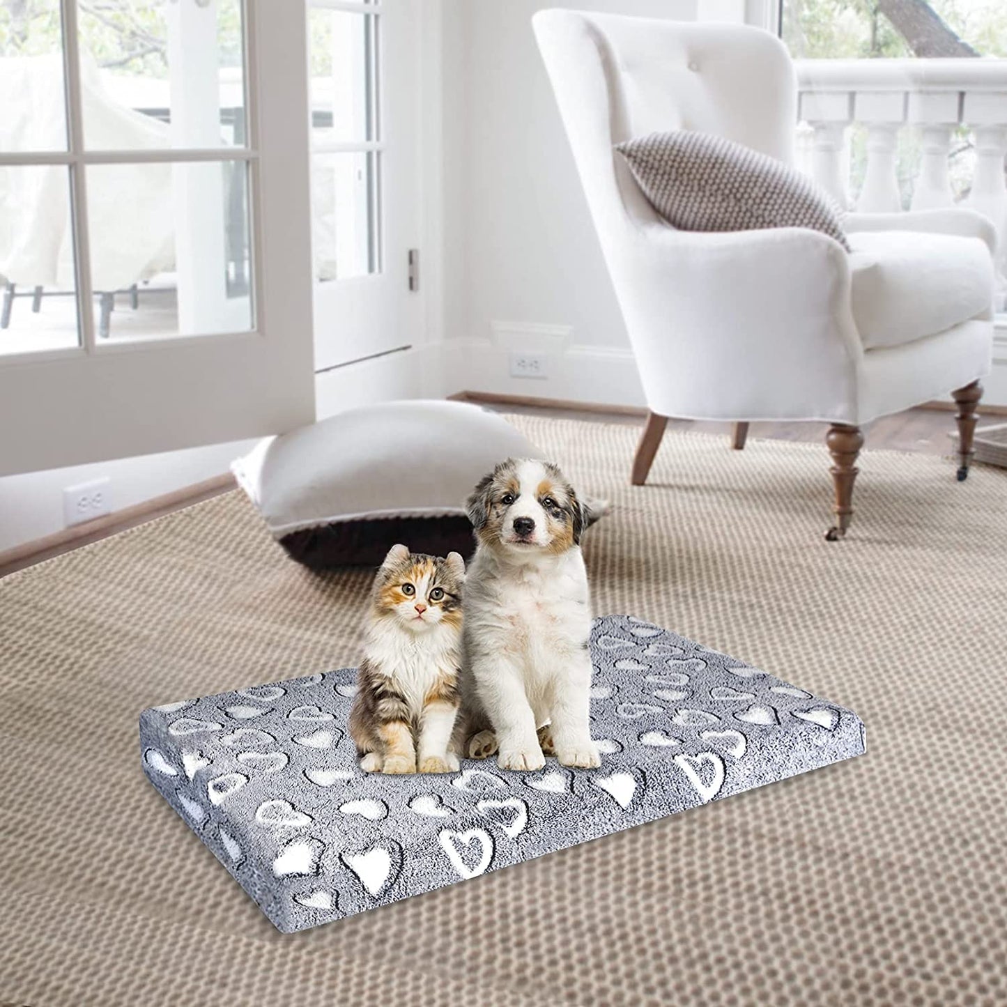 VANKEAN Reversible Cool and Warm Dog Bed Mat for Crates - Stylish Pad with Waterproof Inner Linings and Removable Machine Washable Cover, Firm Support for Small to Xx-Large Dogs, Grey