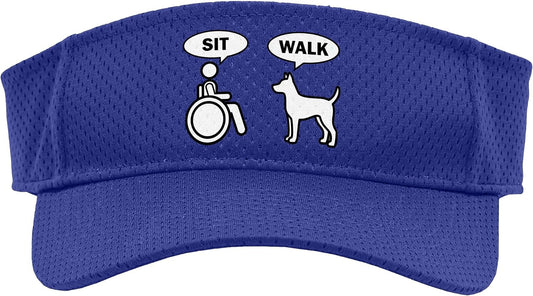 Dog Sit Walk - Funny Wheelchair Owner & Pet Dog Design Sport Sun Visor