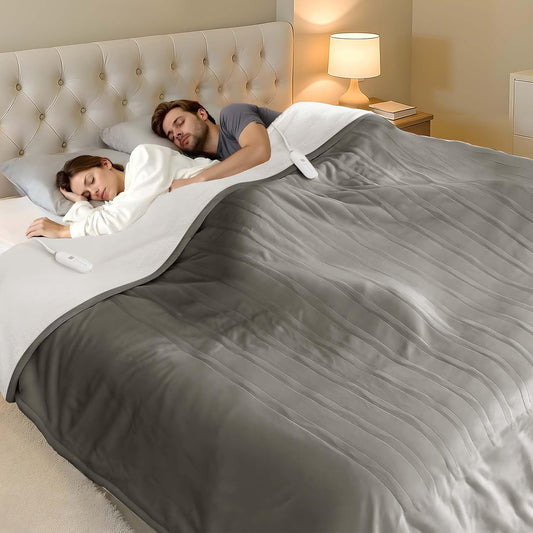 Heated Blanket Queen Size Dual Control Electric Blanket Queen, Grey