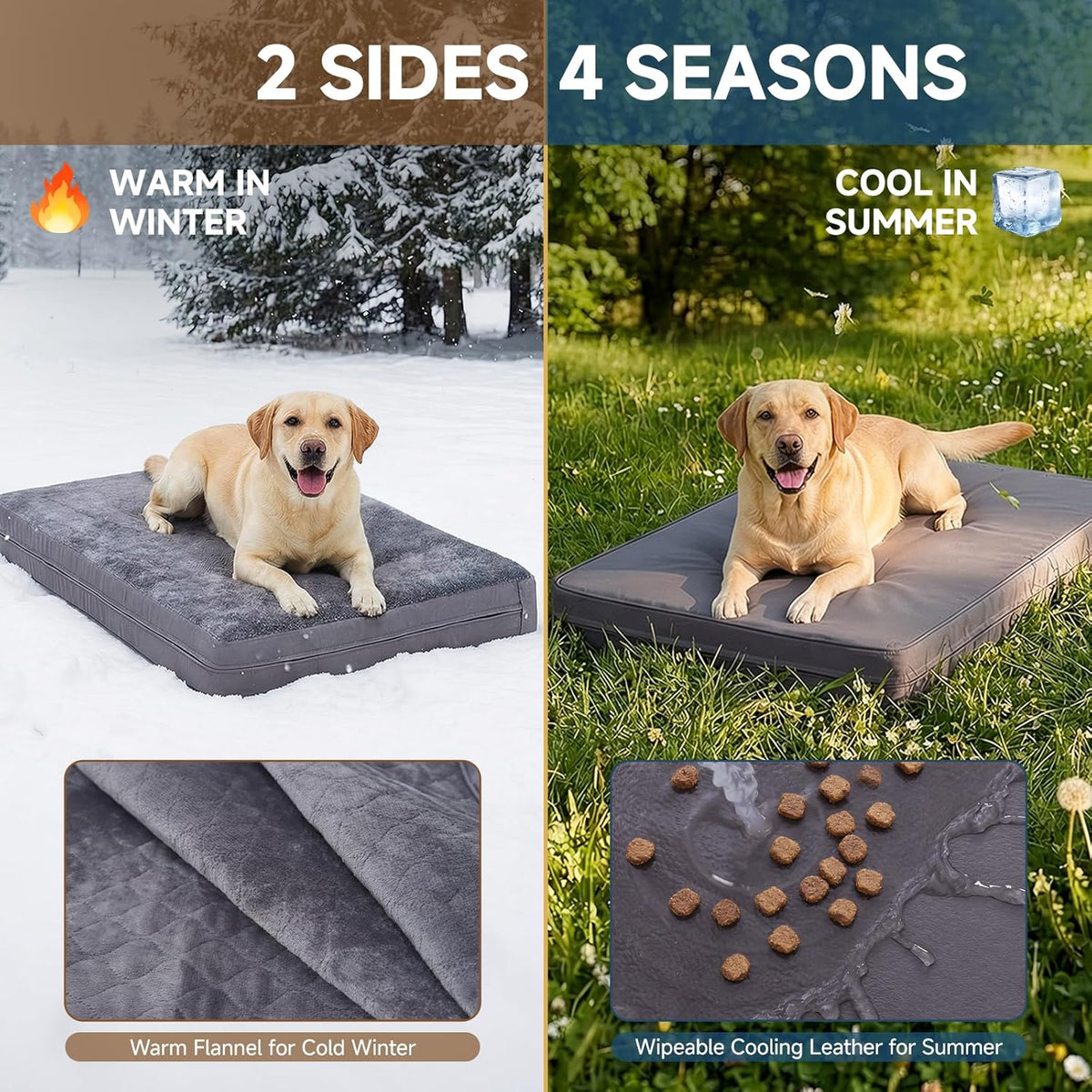 Waterproof Dog Crate Bed Pad, Washable Reversible Outdoor Wipeable Dog Bed