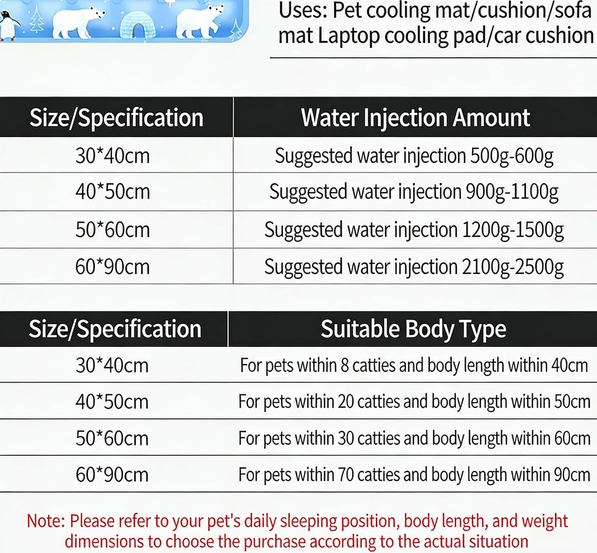 Water-Fillable Pet Cooling Mat, Pressure Activated Gel Cooling Pad for Dogs & Cats, Durable & Scratch Resistant, Perfect for Hot Weather to Prevent Overheating (88, Blue Bear, Medium)