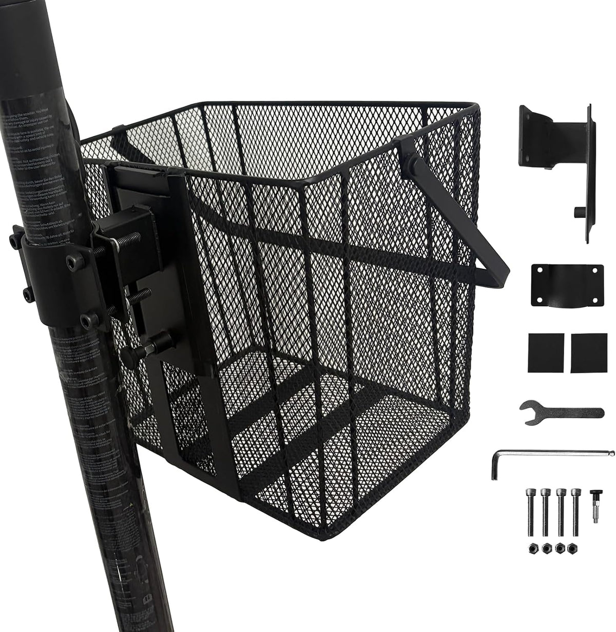 Scooter Basket Bike Front Baskets Heavy Duty Quick Release Removable Iron Mesh Bicycle Basket with Handle Easy Assembly and Portability Size 10.2" L X 6.5" W X 9" H (Small)
